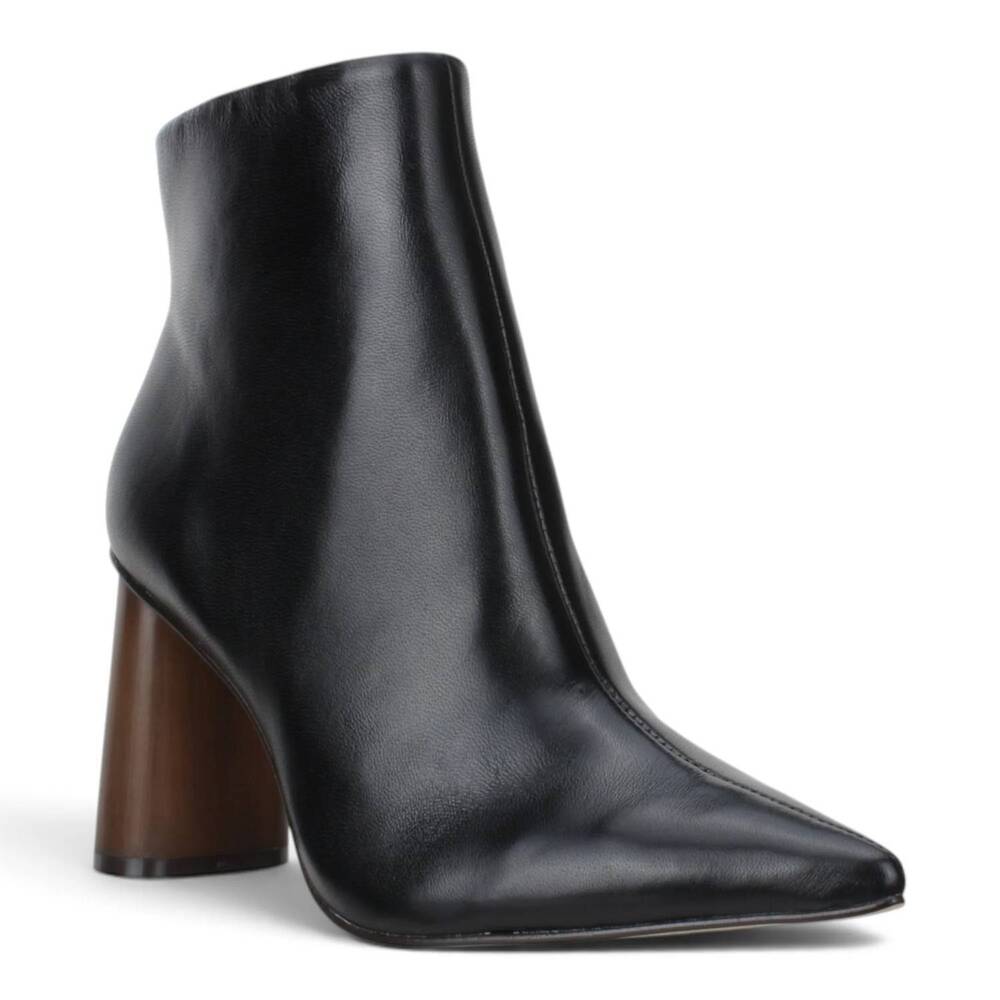 NEW CARRANO women's anna wooden heel leather bootie in black